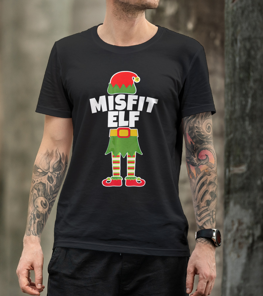 MISFIT ELF Funny Rudolph Weirdo Loser Christmas T-Shirt