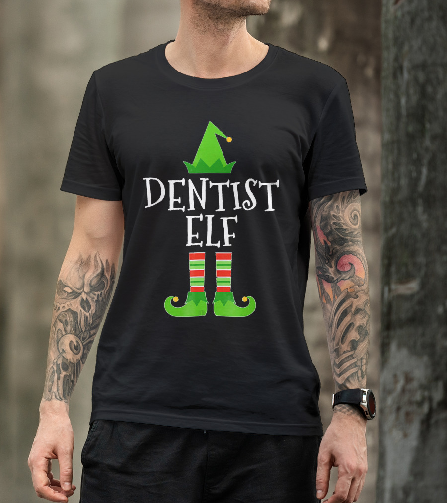 Dentist Elf Funny Christmas Holiday Dental T-Shirt