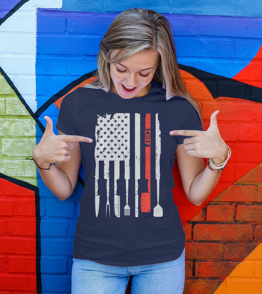 American Flag Baking Tools Chef Humorous Pastry T-Shirt