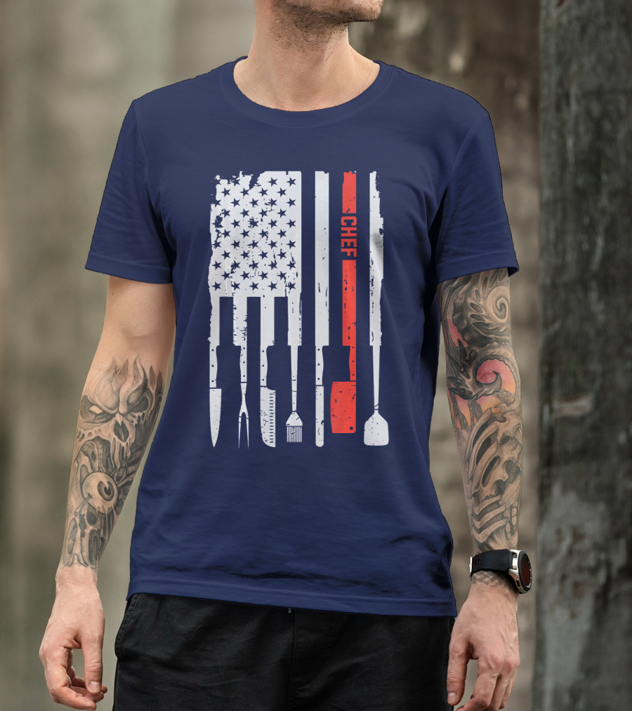 American Flag Baking Tools Chef Humorous Pastry T-Shirt