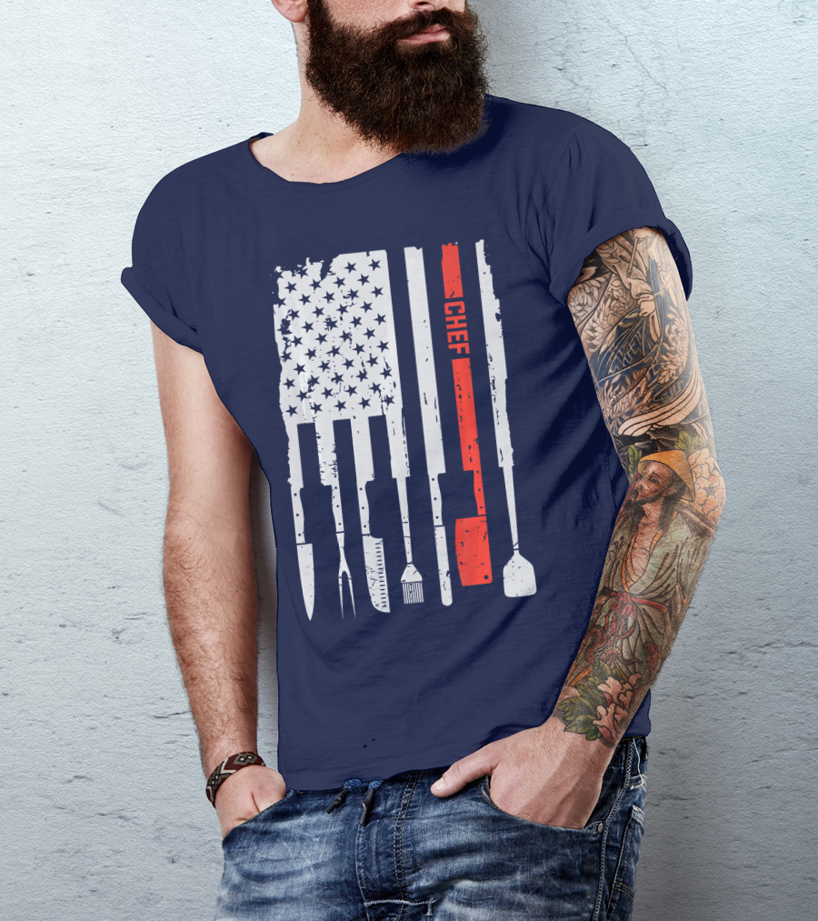 American Flag Baking Tools Chef Humorous Pastry T-Shirt