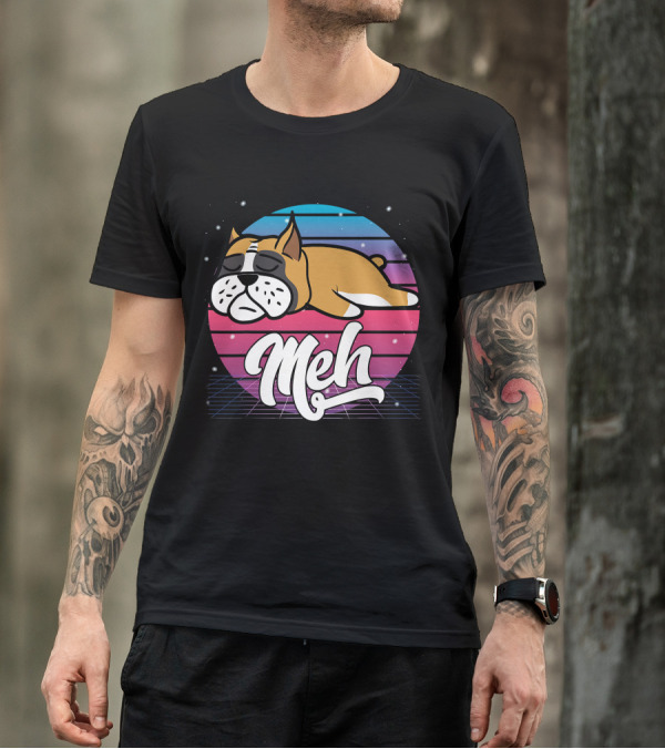 Meh Vaporwave Aesthetic Otaku Meme Retro Dog T-Shirt