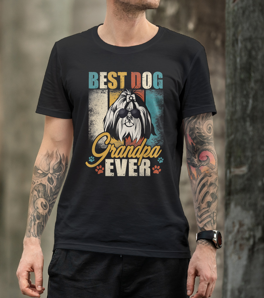Best Dog Grandpa Ever Shih Tzu Father's Day T-Shirt