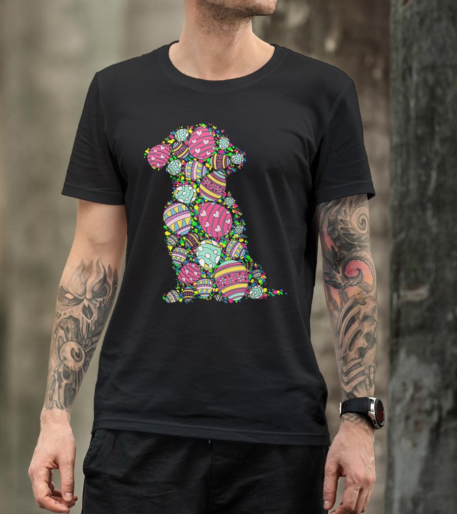 Colors Eggs Shih Tzu Dog Puppy Lover Easter Day Vibrant Festive T-Shirt