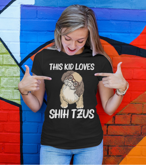 This Kid Loves Shih Tzus Cute Puppy Dog Wearing Glasses T-Shirt