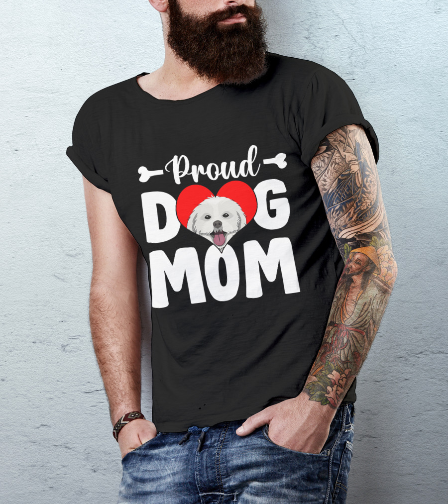 Proud Shih Tzu Dog Mom Heart T-Shirt
