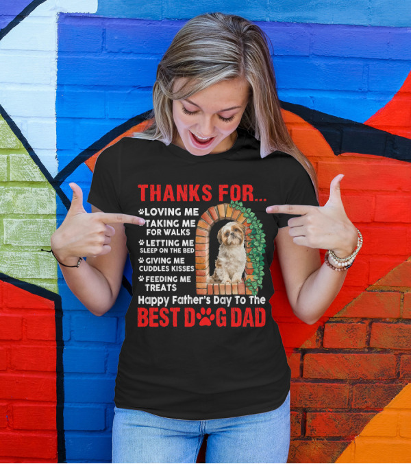 Thanks For Best Dog Dad Cute Shih Tzu T-Shirt