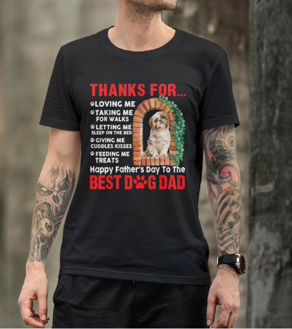 Thanks For Best Dog Dad Cute Shih Tzu T-Shirt