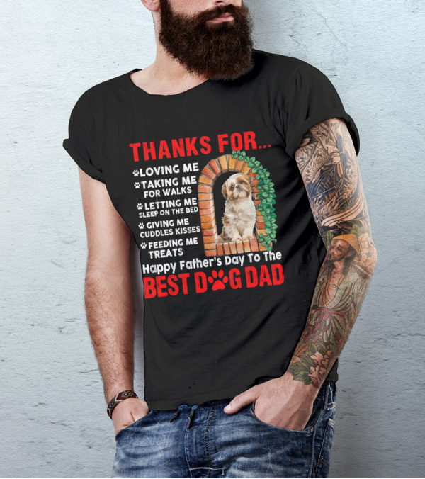 Thanks For Best Dog Dad Cute Shih Tzu T-Shirt