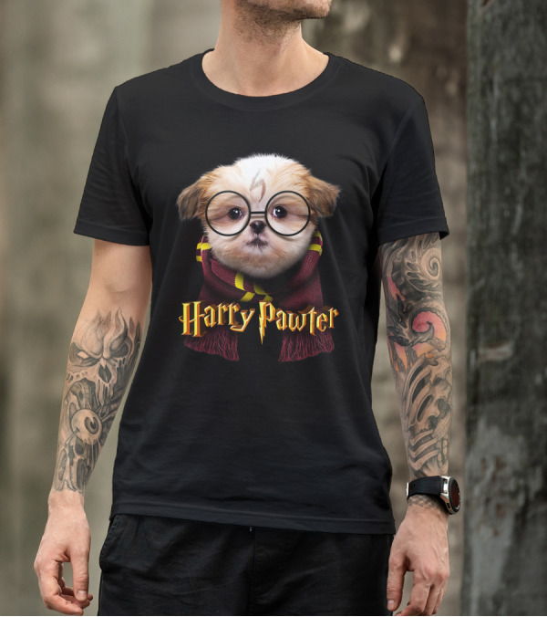 Harry Pawter Shih Tzu Puppy With Glasses And Scarf T-Shirt