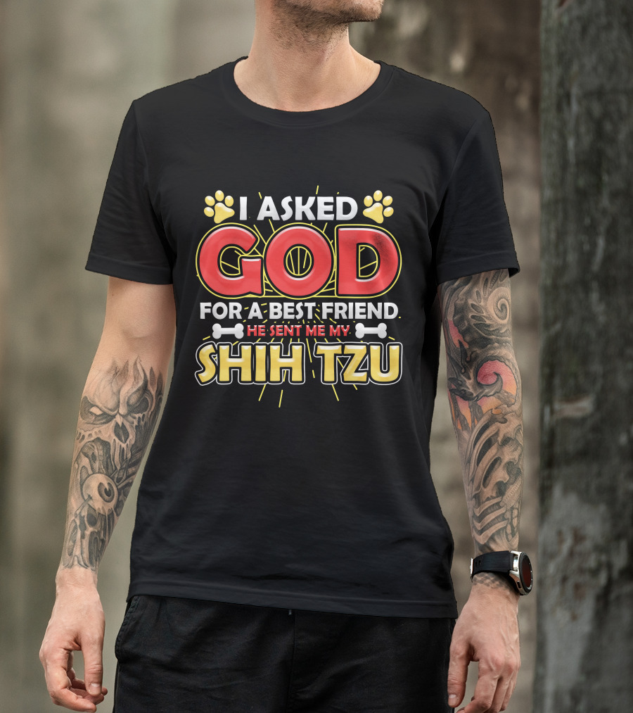 I Asked God For A Best Friend He Sent Me My Shih Tzu T-Shirt