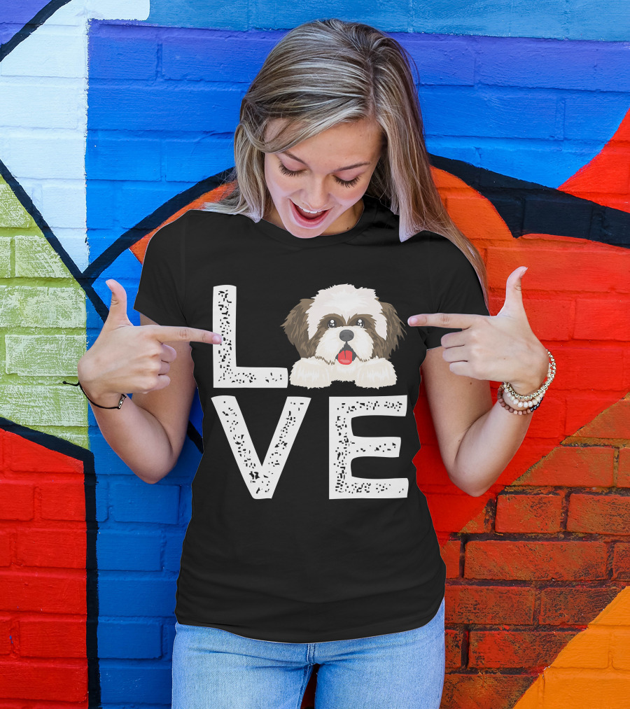 I Love My Shih Tzu Funny Shih Tzu Dog Lover Cute Shih Tzu Love T-Shirt
