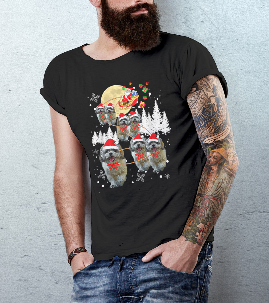 Shih Tzu Christmas Reindeer Moon Santa Dog Fun T-Shirt