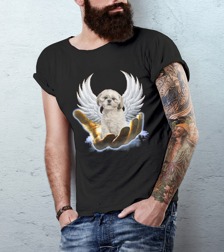 Shih Tzu God Golden Hand Heaven Wings Mens Womens T-Shirt