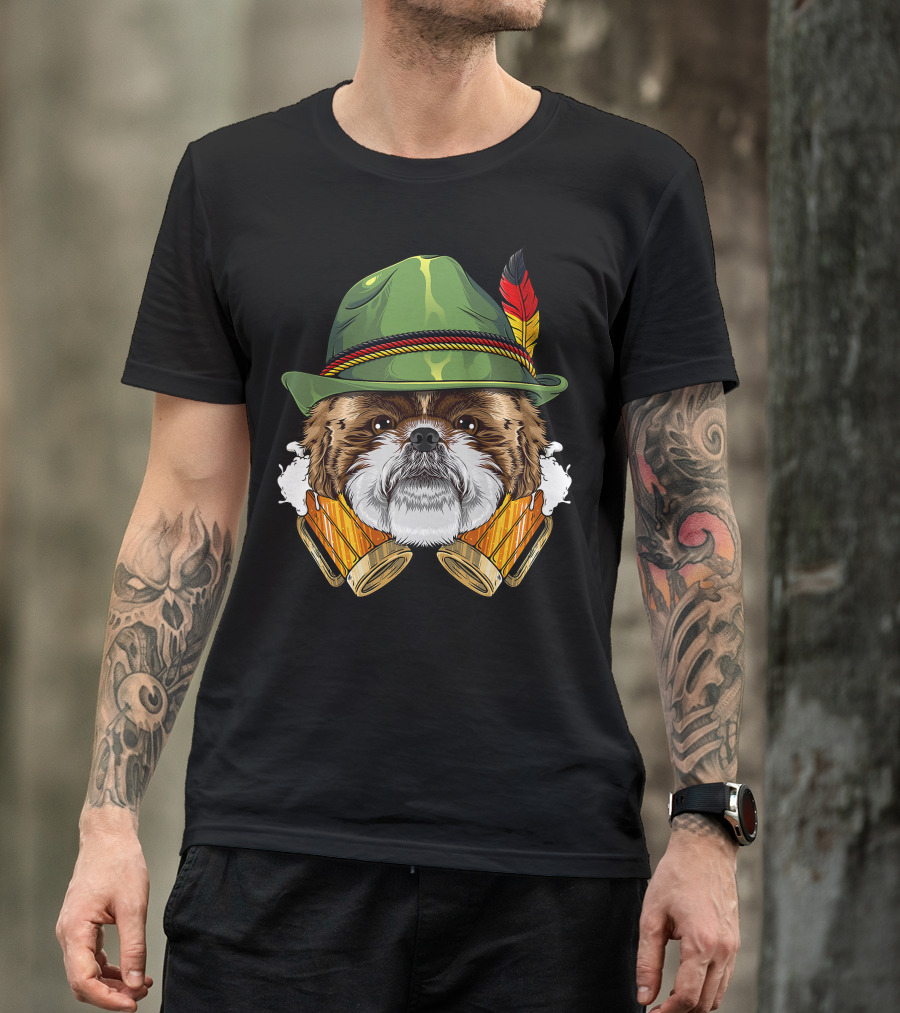 Shih Tzu Oktoberfest Beer Fest Lederhosen German T-Shirt