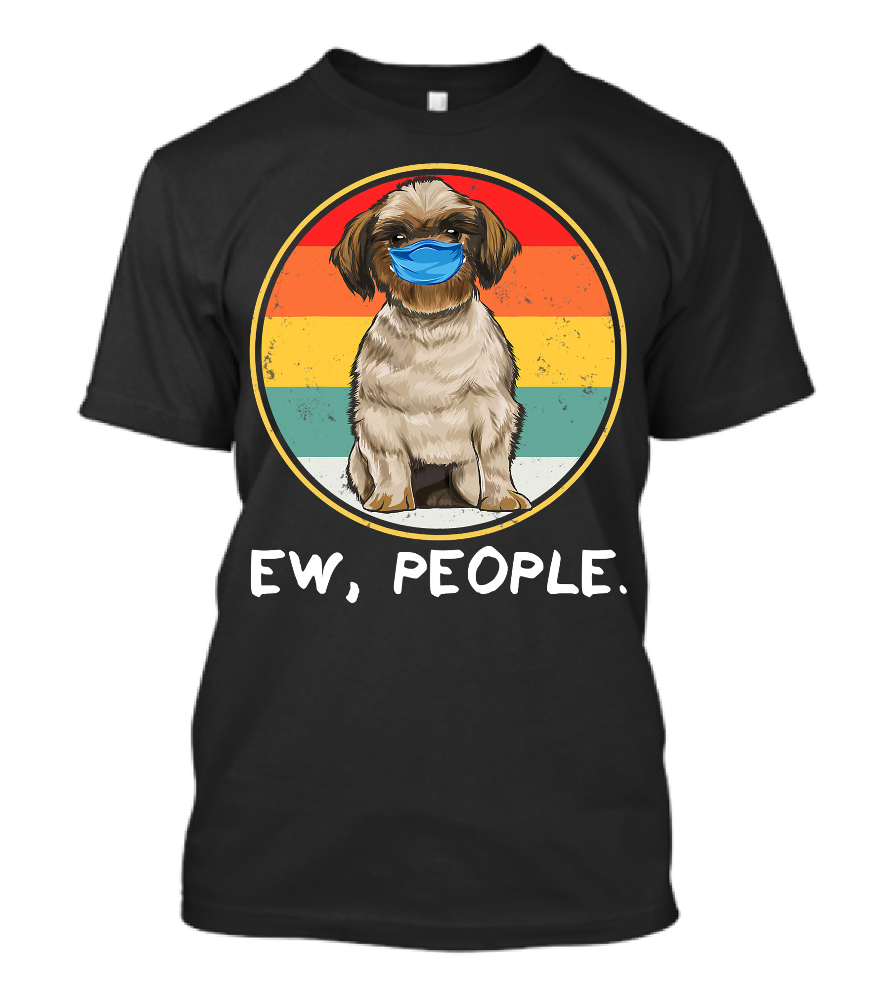 Vintage Ew People Shih Tzu Dog Wearing Face Mask T-Shirt