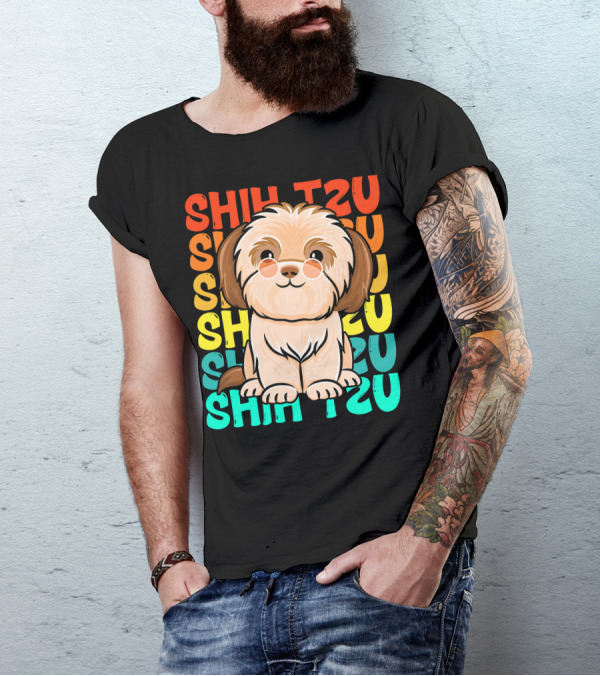 Shih Tzu Vintage Shihtzu Dog Retro Colors T-Shirt