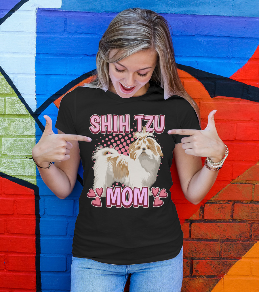 Shih Tzu Mom With Heart Accents T-Shirt
