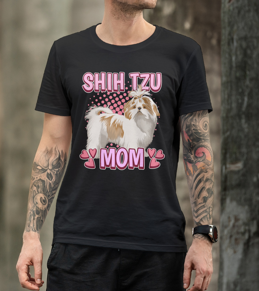 Shih Tzu Mom With Heart Accents T-Shirt