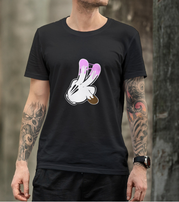 Two In The Pink One In The Stink Hand Gesture With Pink And Brown Drips T-Shirt