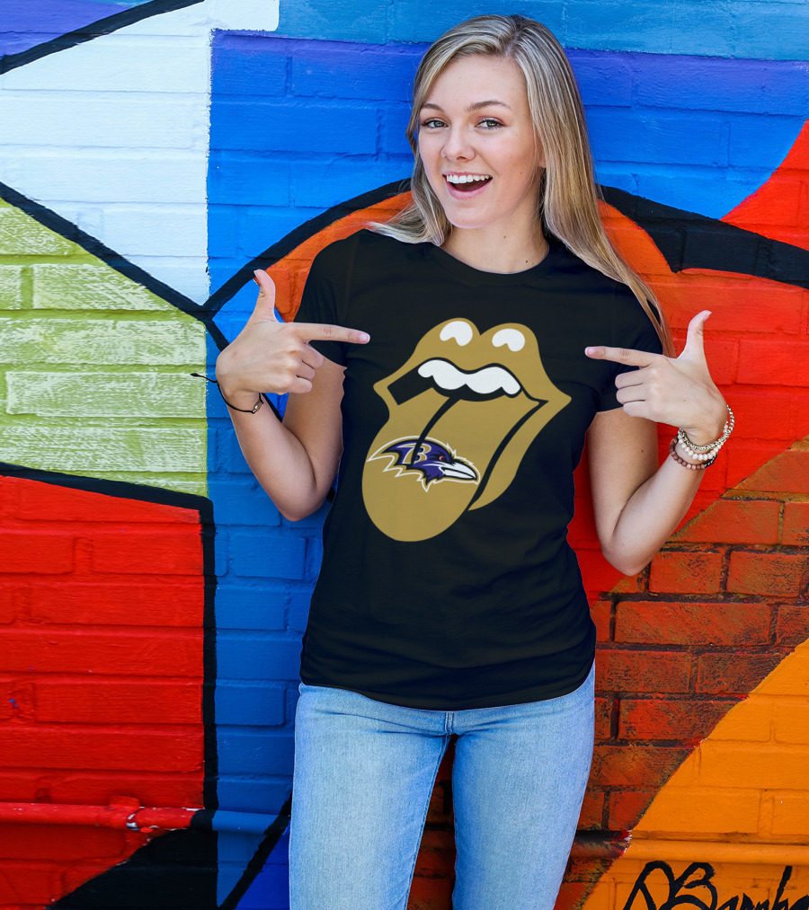 Baltimore Ravens Rolling Stones Tongue T-Shirt