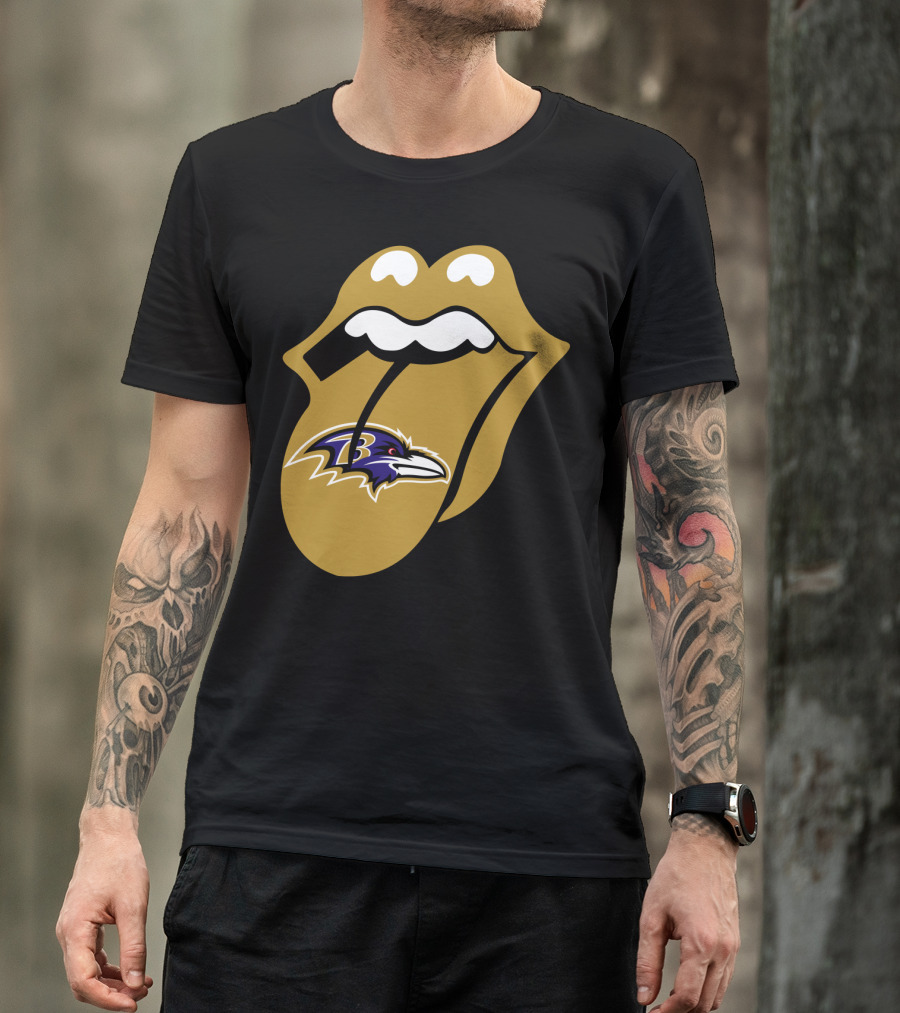 Baltimore Ravens Rolling Stones Tongue T-Shirt