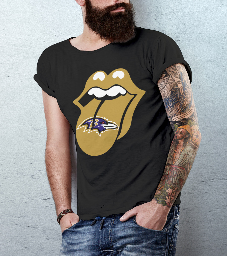 Baltimore Ravens Rolling Stones Tongue T-Shirt