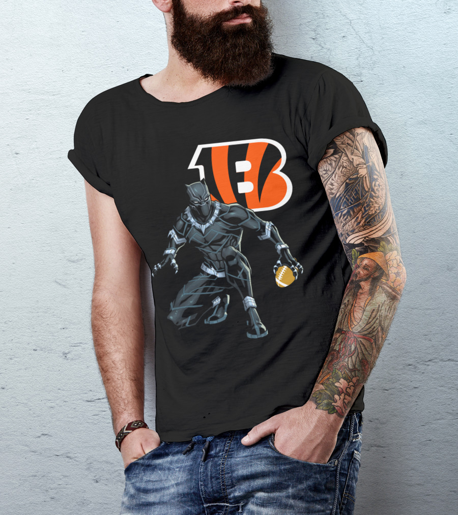 Cincinnati Bengals Black Panther Football T-Shirt