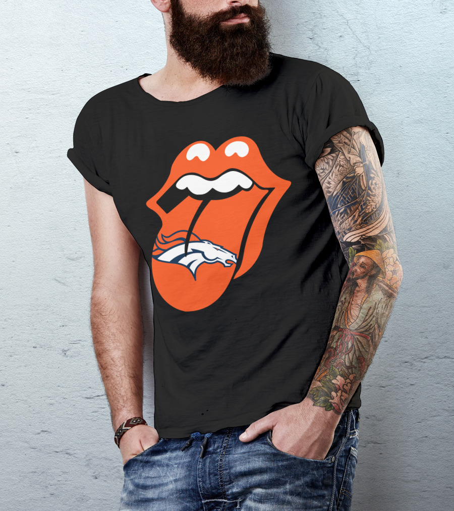 Denver Broncos Rolling Stones Tongue Logo Fusion T-Shirt