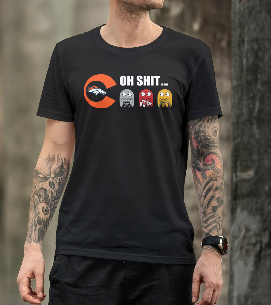 Denver Broncos Oh Shit Pac-Man Ghosts T-Shirt