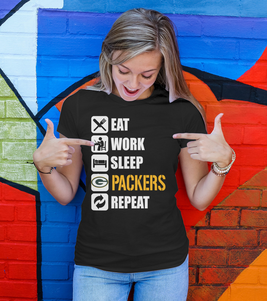 Eat Work Sleep Green Bay Packers Repeat T-Shirt
