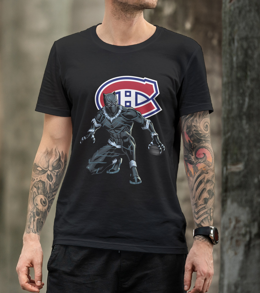 Montreal Canadiens Black Panther Crossover Hockey T-Shirt