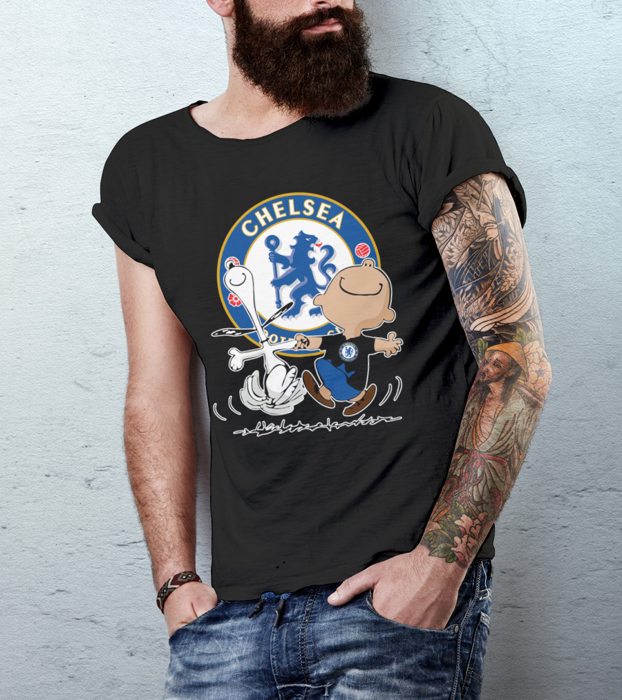 Chelsea Blue Lion Dancing Peanuts Characters T-Shirt