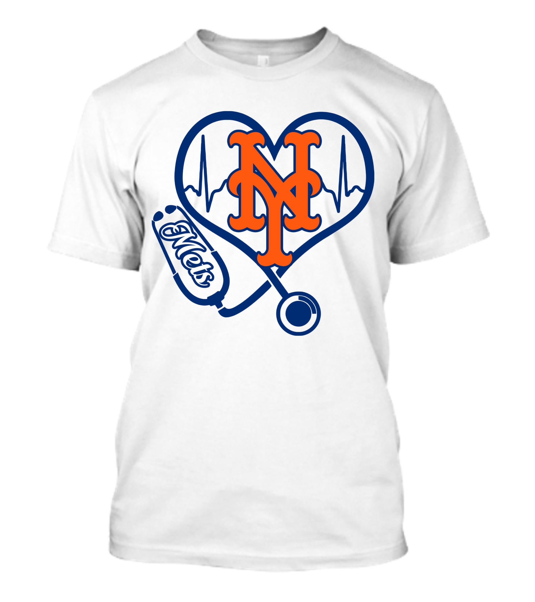New York Mets Nurse Heartbeat Stethoscope T-Shirt