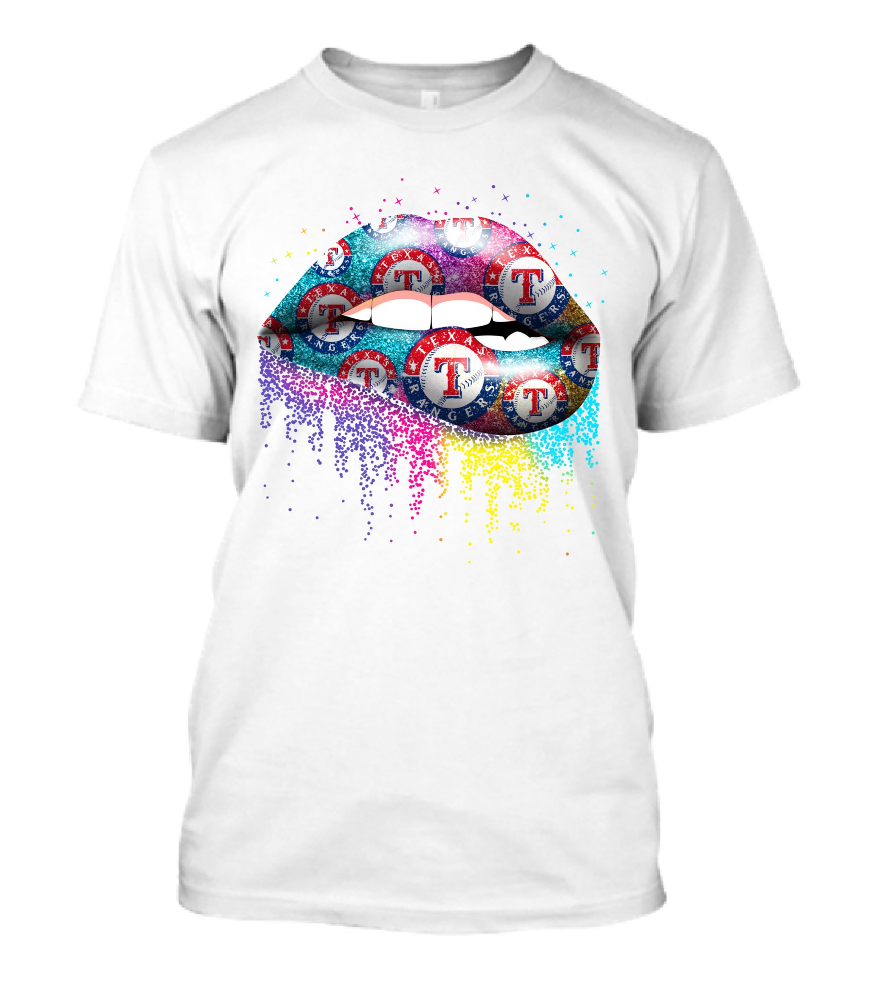 Texas Rangers Lips Multicolored Burst T-Shirt