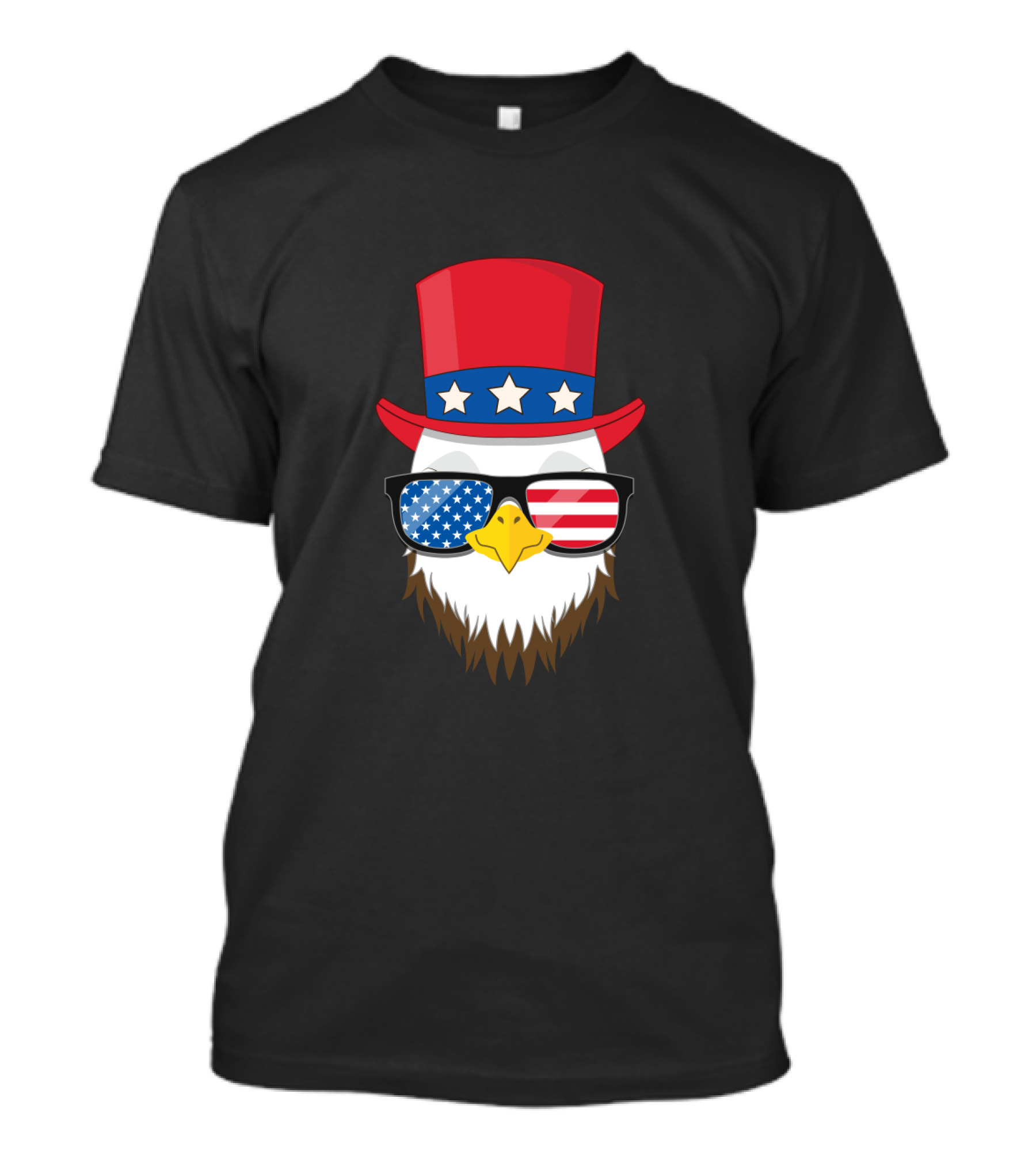 Eagle With American Flag Sunglasses And Patriotic Top Hat For 4th Of July Independence T-Shirt