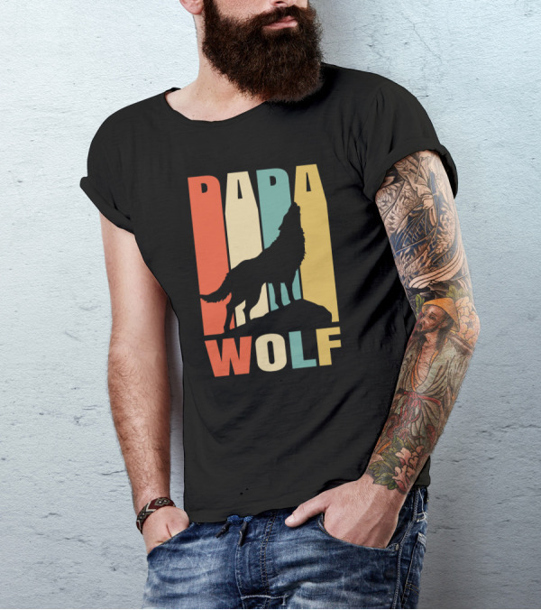 Papa Wolf Retro T-Shirt