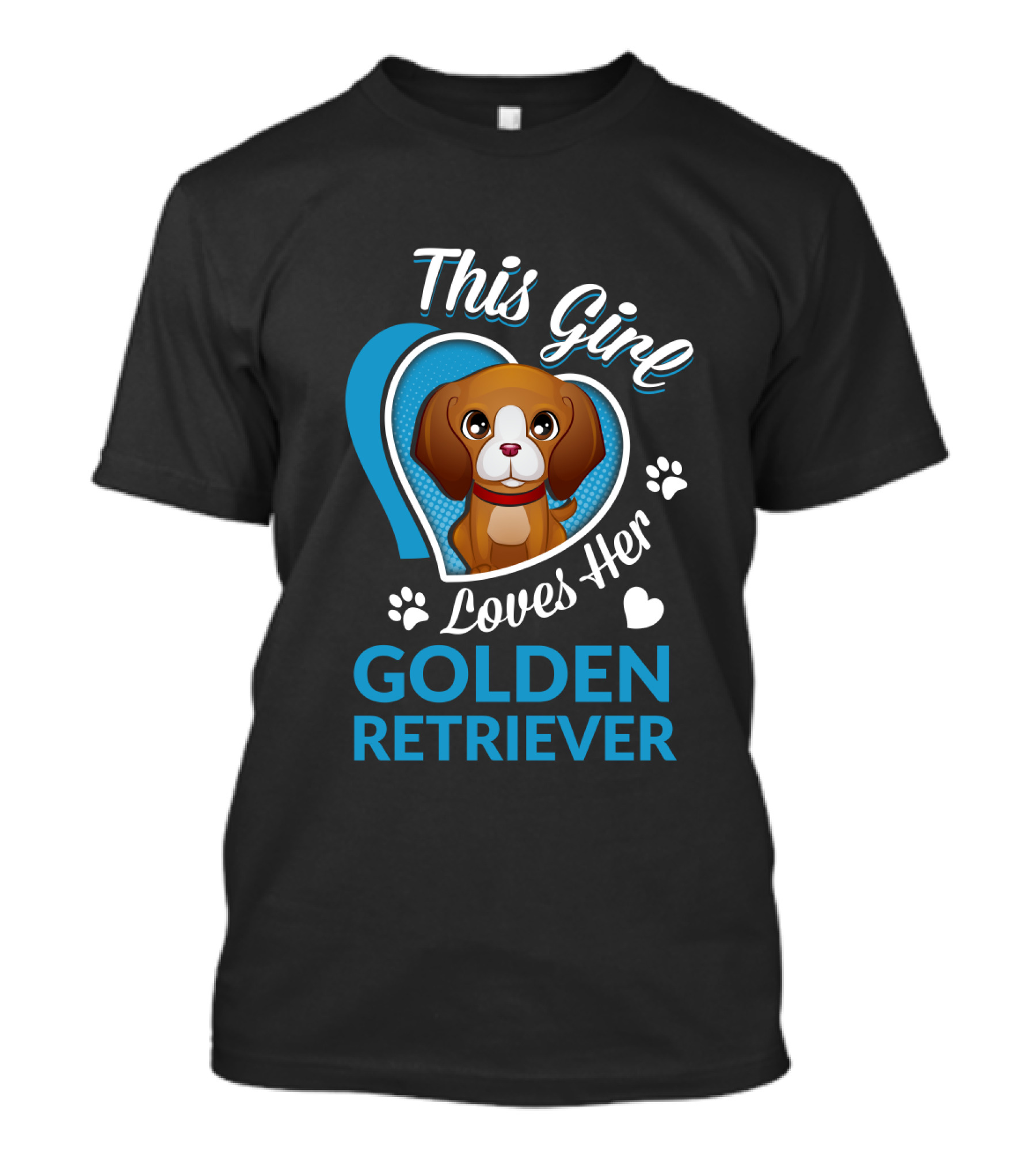 This Girl Loves Her Golden Retriever Heart Paw Prints T-Shirt
