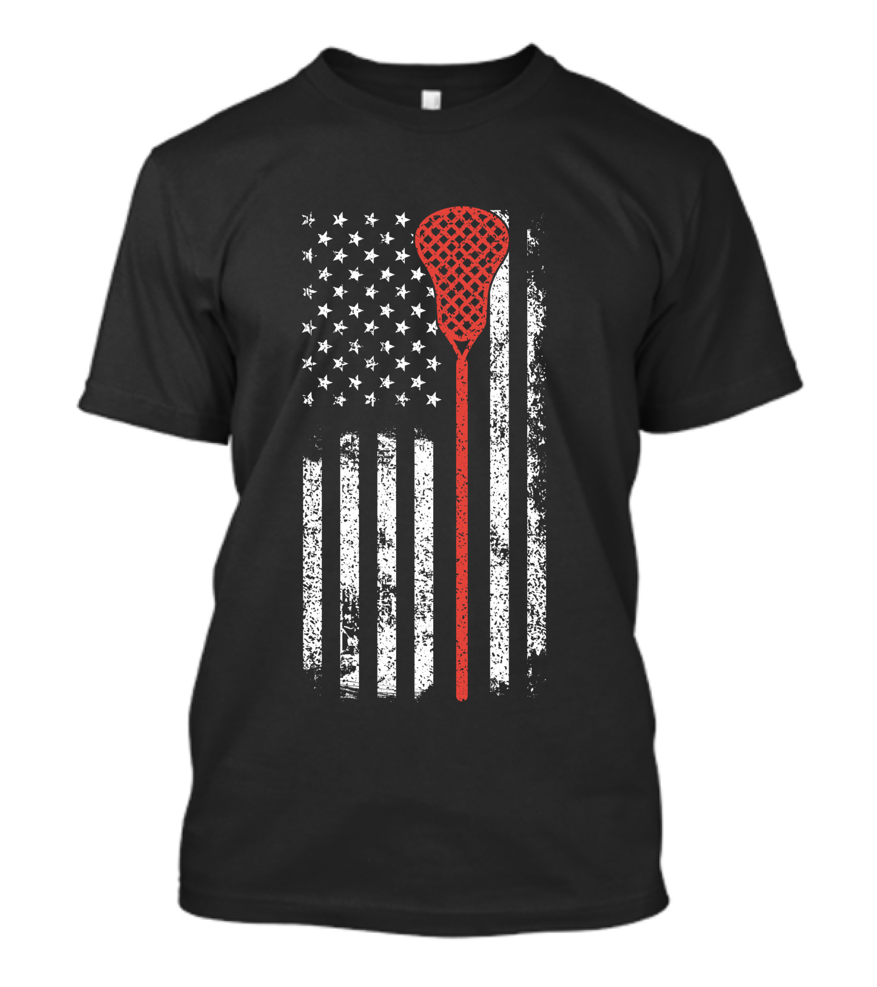 Lacrosse Stick American Flag Veteran T-Shirt