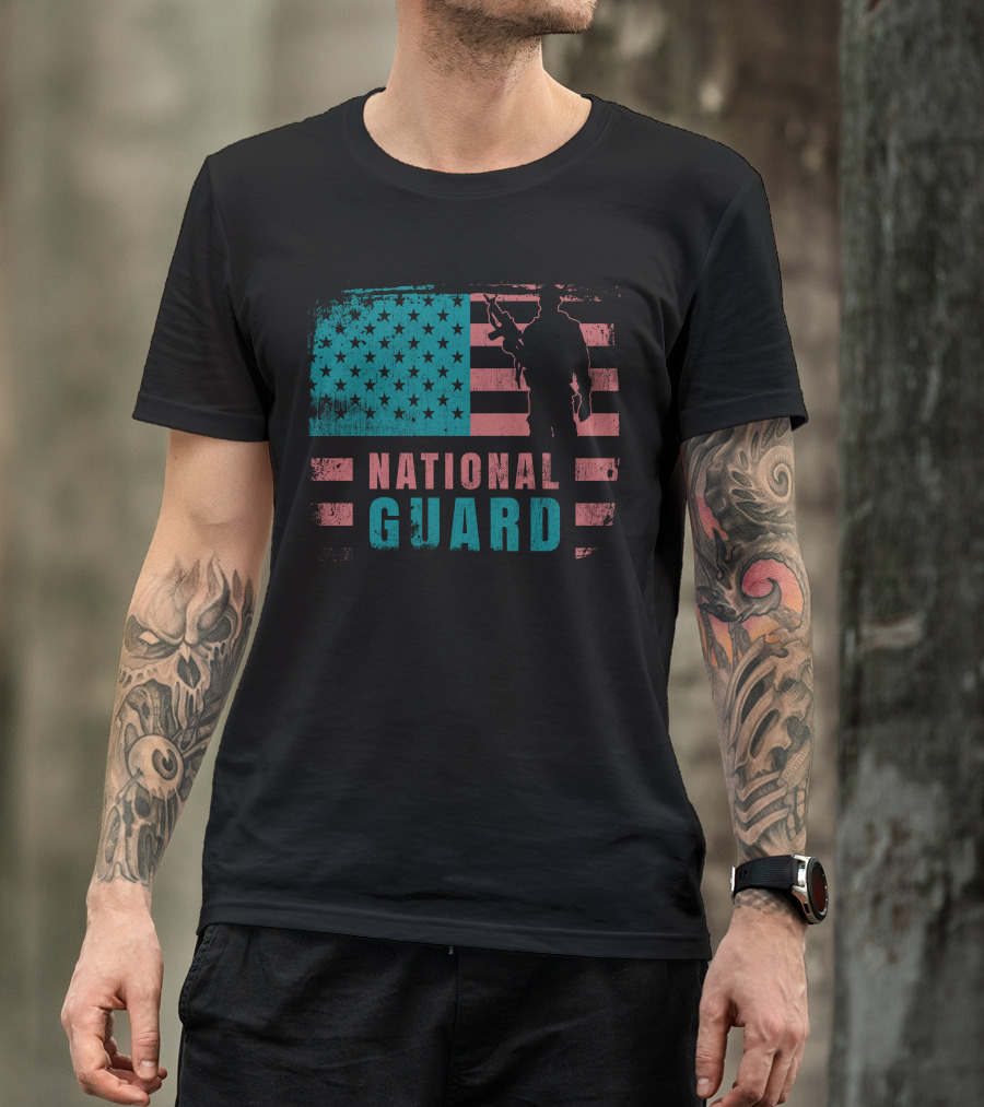 National Guard Veteran American Flag T-Shirt