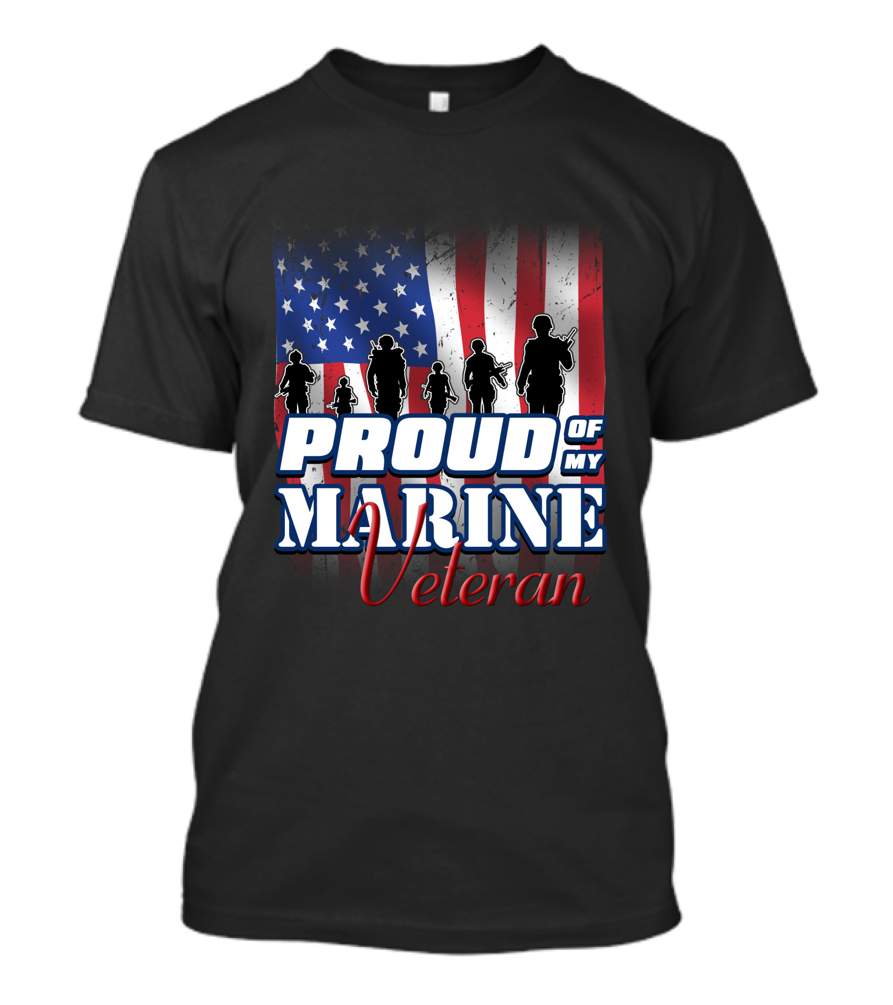 PROUD OF MY MARINE VETERAN American Flag T-Shirt