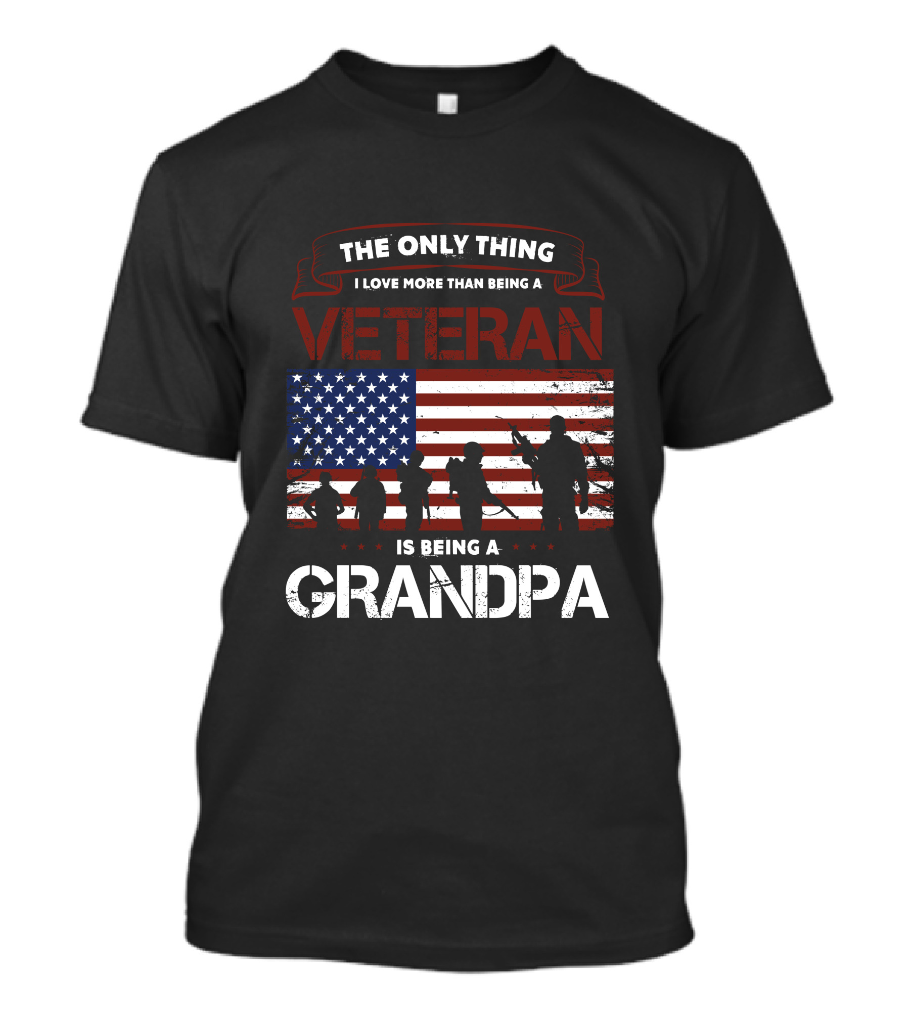 The Only Thing I Love More Than Being A Veteran Is Being A Grandpa American Flag T-Shirt