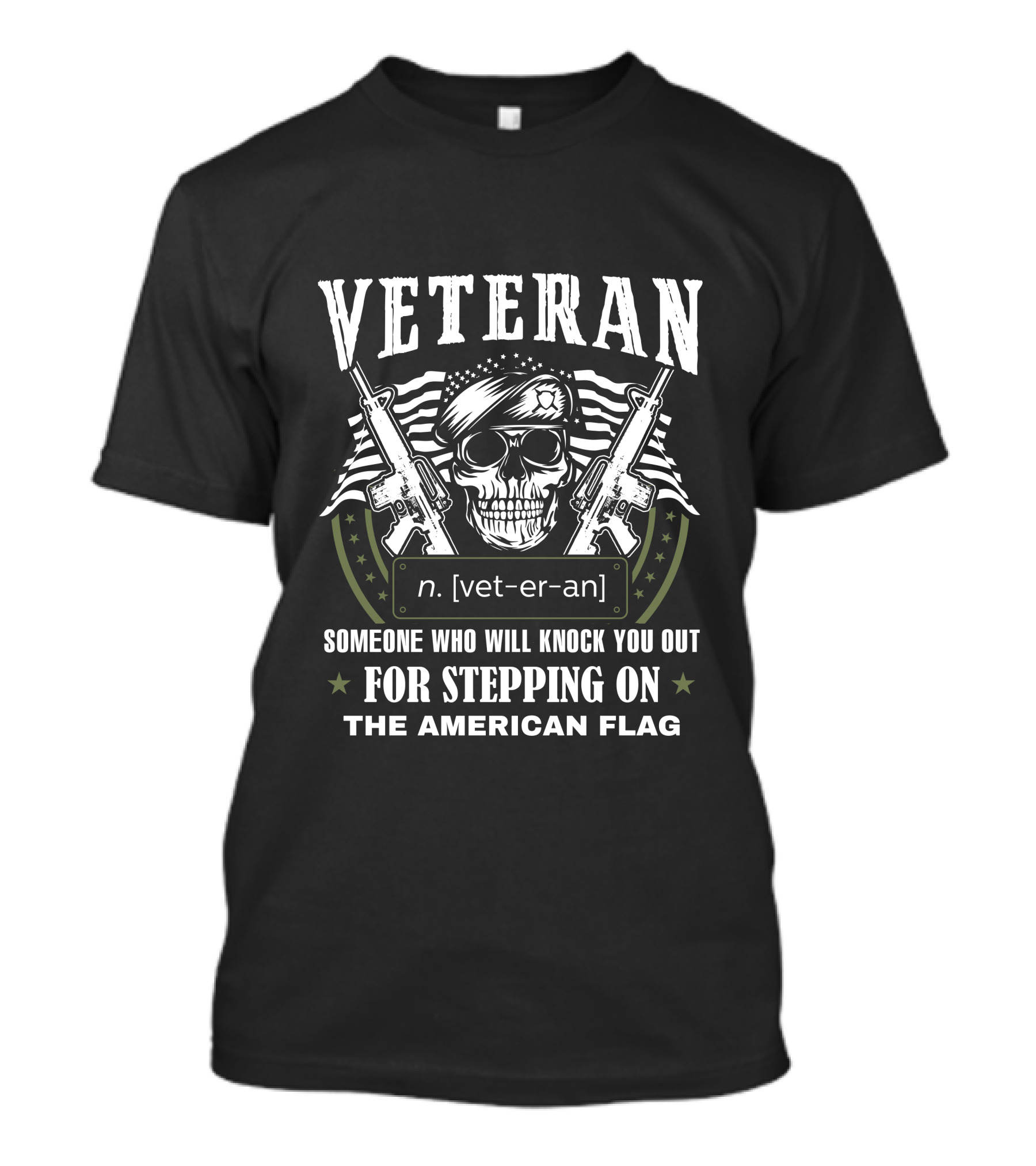 Veteran Skull With Guns And American Flag Protecting Patriotism Definition T-Shirt