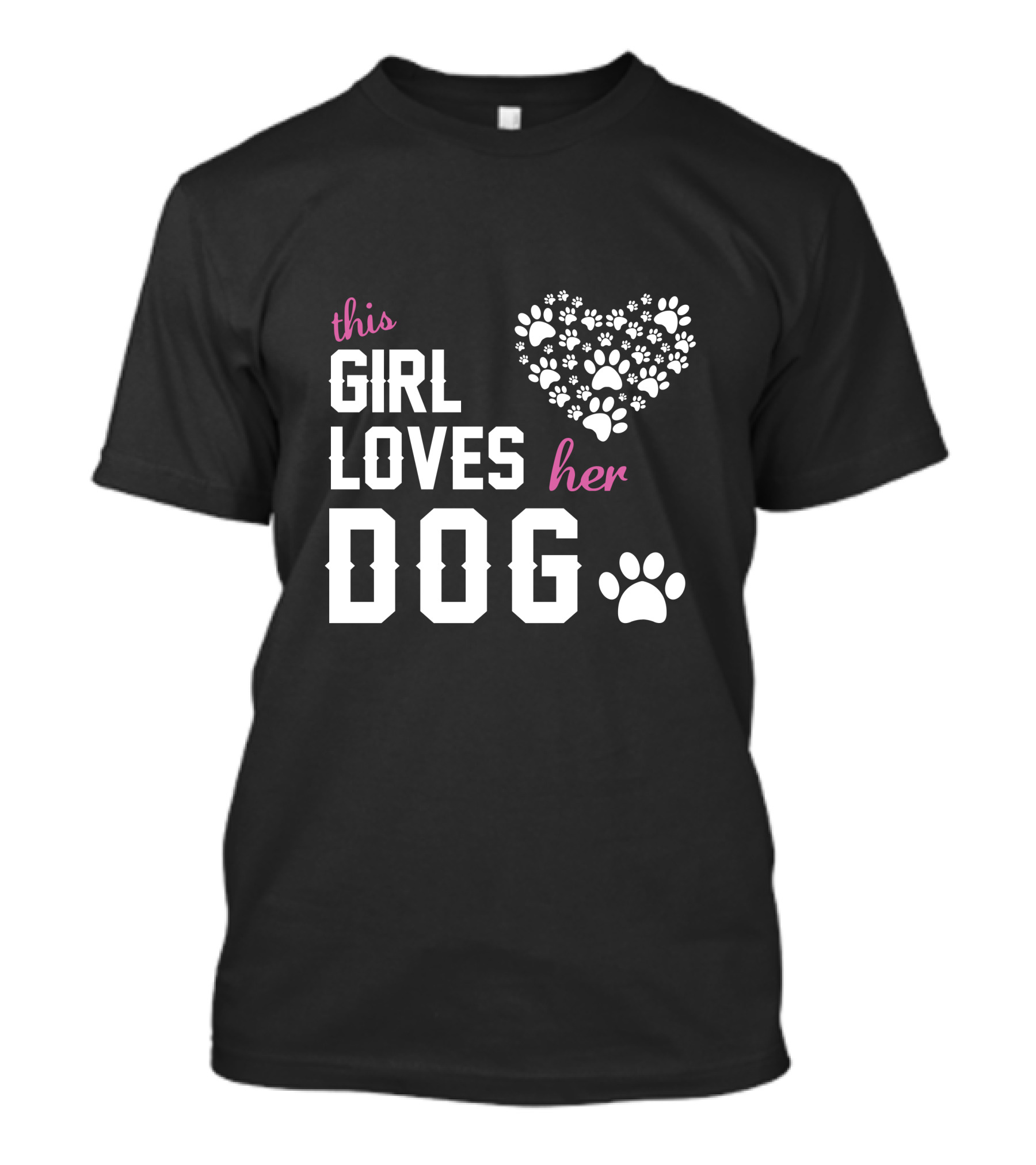 This Girl Loves Her Dog Heart Paw Prints T-Shirt