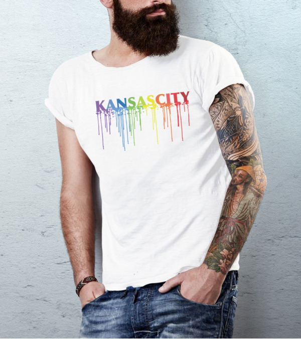 Kansas City Missouri Downtown Rainbow Dripping Colors T-Shirt