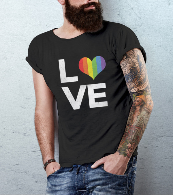 Love Rainbow Heart Gay Lesbian Pride T-Shirt