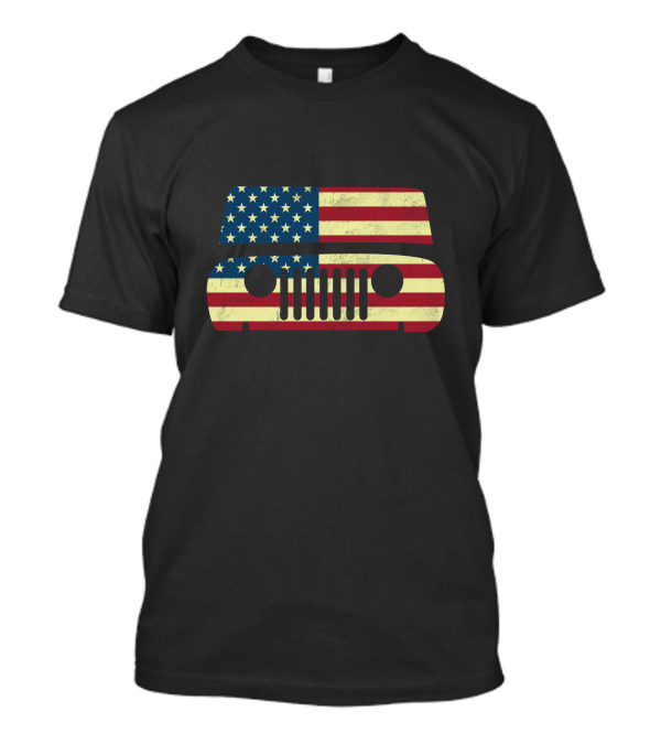 American Flag USA Jeep Grill Patriotic T-Shirt
