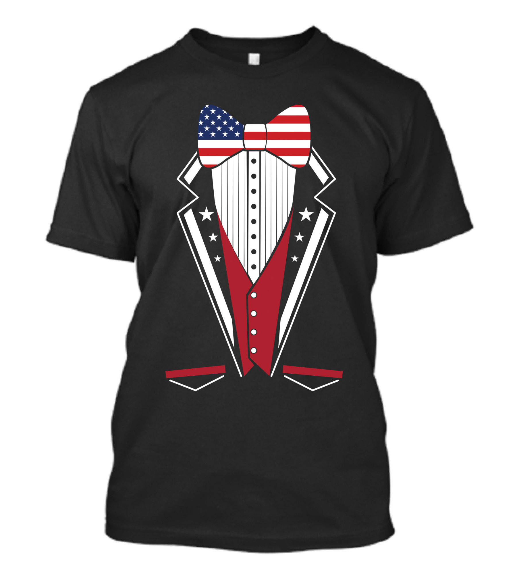 USA America Merica Flag Bow Tie Tuxedo Suit Stars Stripes T-Shirt